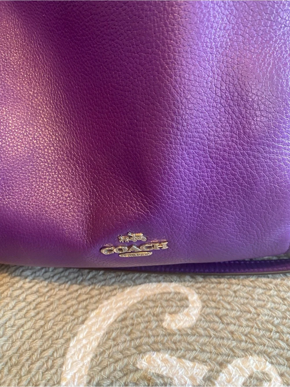 Coach Purple Pebbled Leather Hobo Shoulder Bag